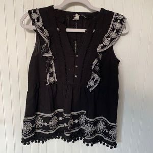 Anthropologie Ruffle ruffle sleeveless button down